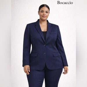 Bocaccio Navy Blue Tailored Blazer Jacket Women’s Size 18 Structured Classic